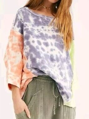 Free People We The Free Chasing The Sun Tie Dye Oversized Top Size L P2P 32in